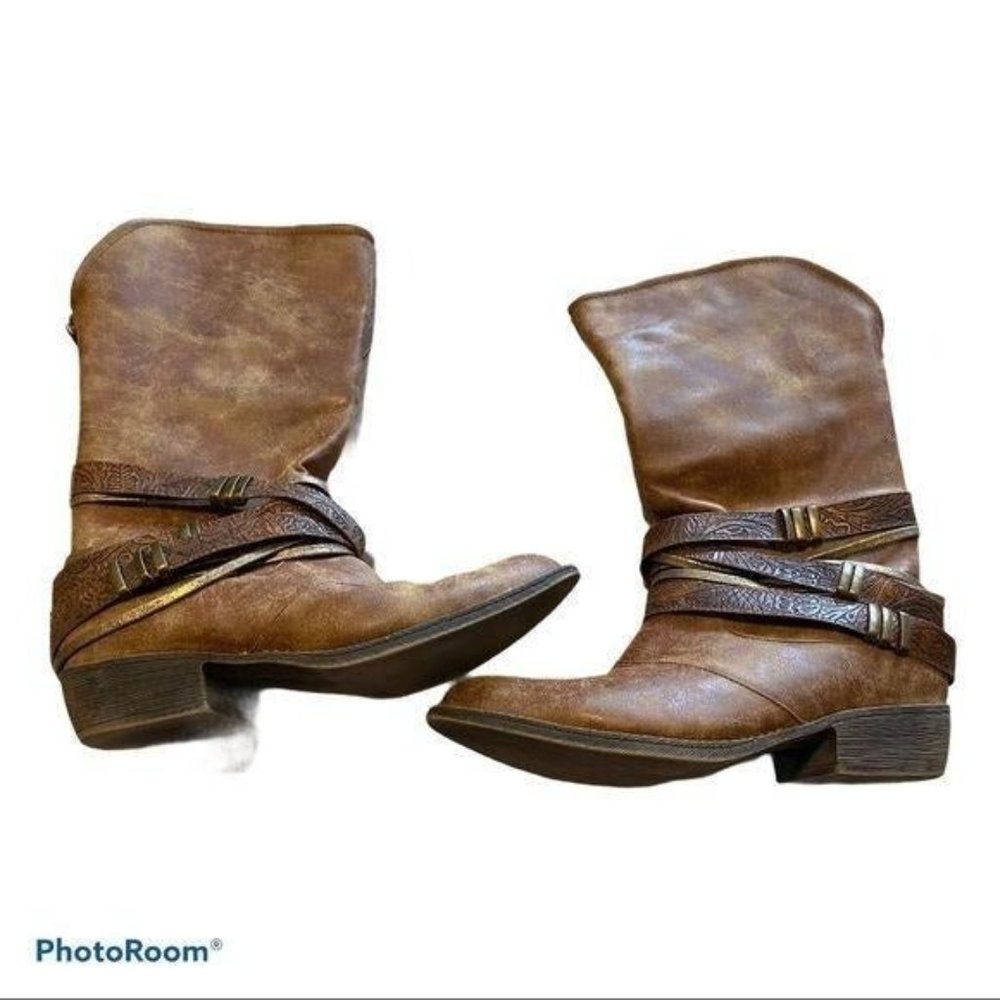 Cato Womens Brown Buckle Boots Sz 8